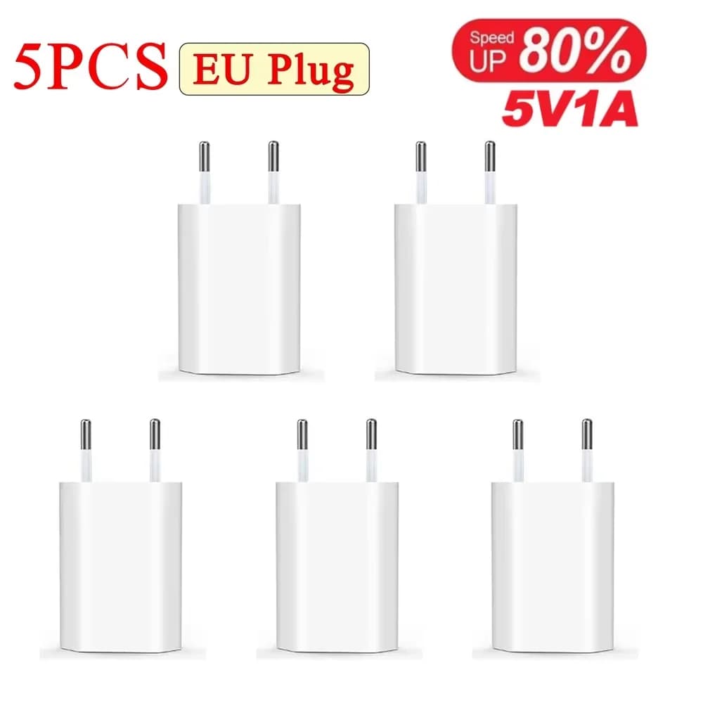 1-5PCS 5V 1A USB Charger Mobile Charger Travel Charger Wall Adapter with European socket for iPhone Samsung Xiaomi Huawei