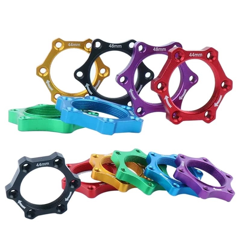 2 pezzi bici da bicicletta 44mm 48mm ruota libera mozzo filettato rotore freno a disco 6 bulloni flangia adattatore convertitore distanziatori