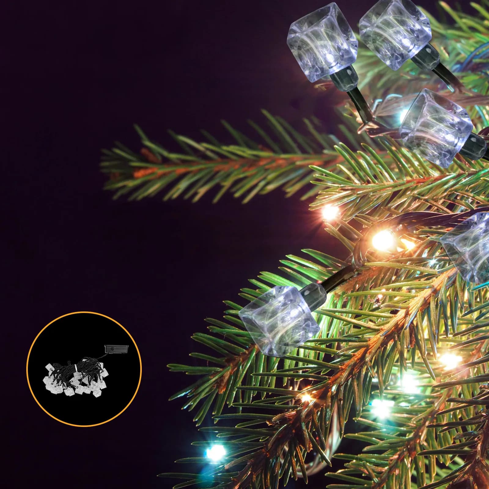 1 pz. Lampada a stringa LED a forma di cubetto di ghiaccio, facile da installare, illuminazione delicata per esterni, giardino, feste, festival, Natale, decorazioni luminose