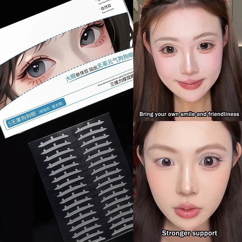 Nastro invisibile per doppia palpebra, supporto 3D autoadesivo, adesivo trasparente per palpebra, adesivo in fibra impermeabile per palpebra