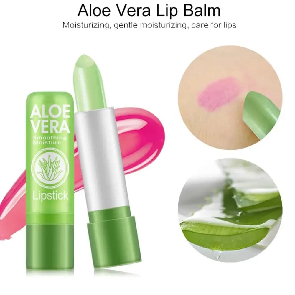 Rossetto Idratante all'Aloe Vera che Cambia Colore in Base alla Temperatura, Balsamo Labbra Nutriente a Lunga Durata, Cura Labbra Anti-Secchezza ed Esfoliante