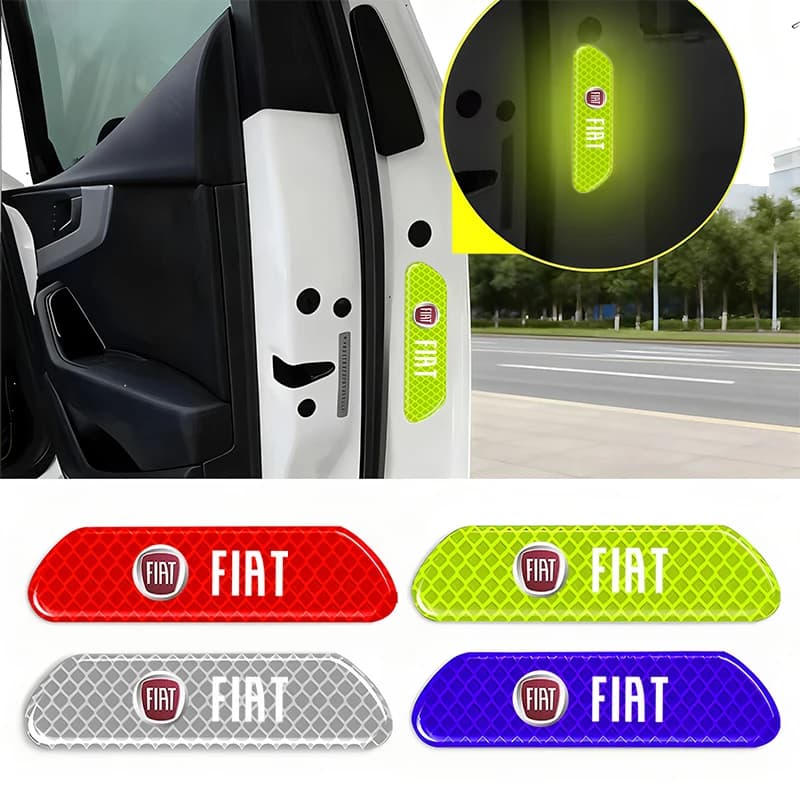 4 pezzi di strisce riflettenti per portiere auto, adesivi di avvertimento di sicurezza per Fiat 500 Punto 124 125 500 Bravo Stilo Panda Abarth Tipo Viaggio