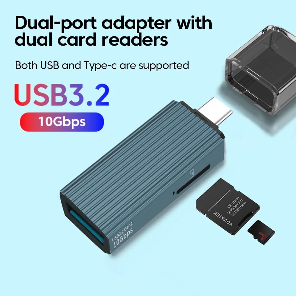 Lettore di schede TF OTG Type-C, memoria esterna nera allungabile per chiavette USB 3.2, compatibile con iPhone 17 16 Mini