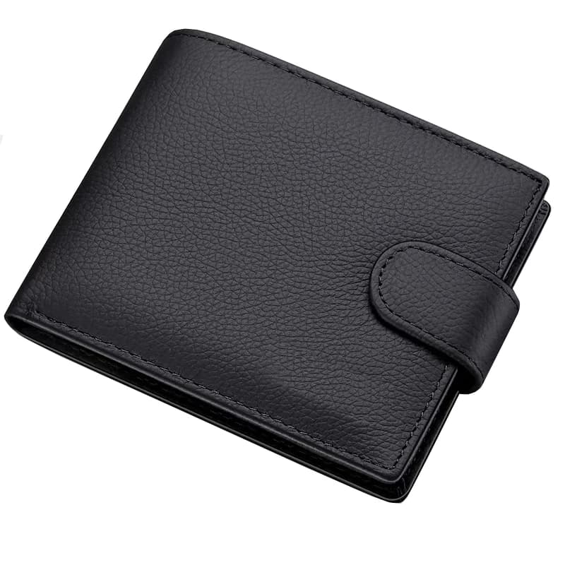 Portafoglio da uomo in vera pelle, portafogli con cerniera per uomo, portafogli con protezione RFID antifurto, porta carte di credito, portamonete.