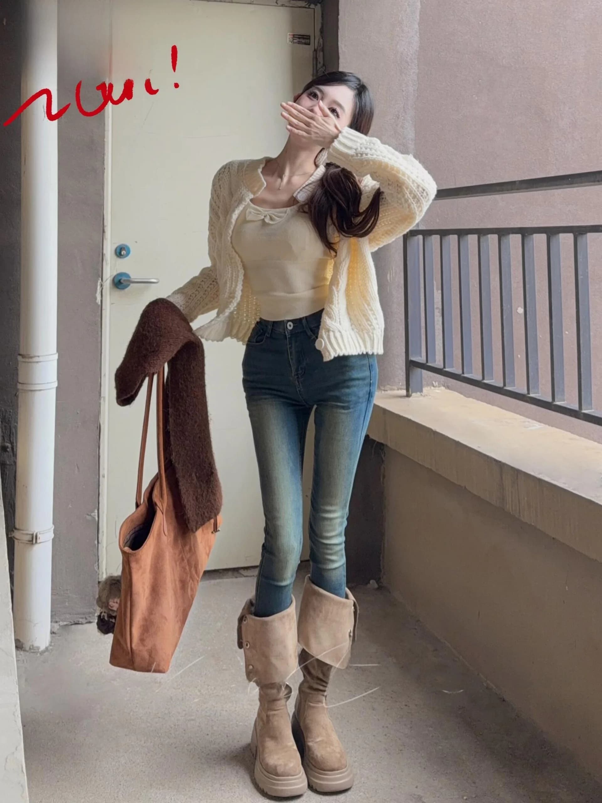 High Waist Elastic Slimming Nine-Piece Pencil Jeans Korean Style Early Autumn Deep Blue Versatile Cotton Stretch Denim