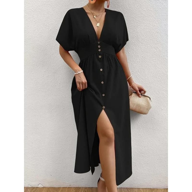 Deep V Tulle Skirt Waist Cinching Long Sleeve Women's Dress Cross-Border Style Other Material 100% Spring 2026