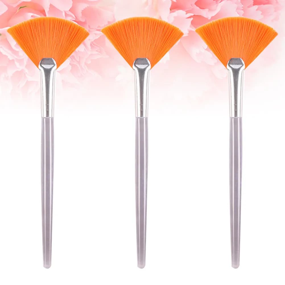 3 synthetic fiber face mask brushes, skin safe, for professional and domestic use, makeup tools, yellow, portable