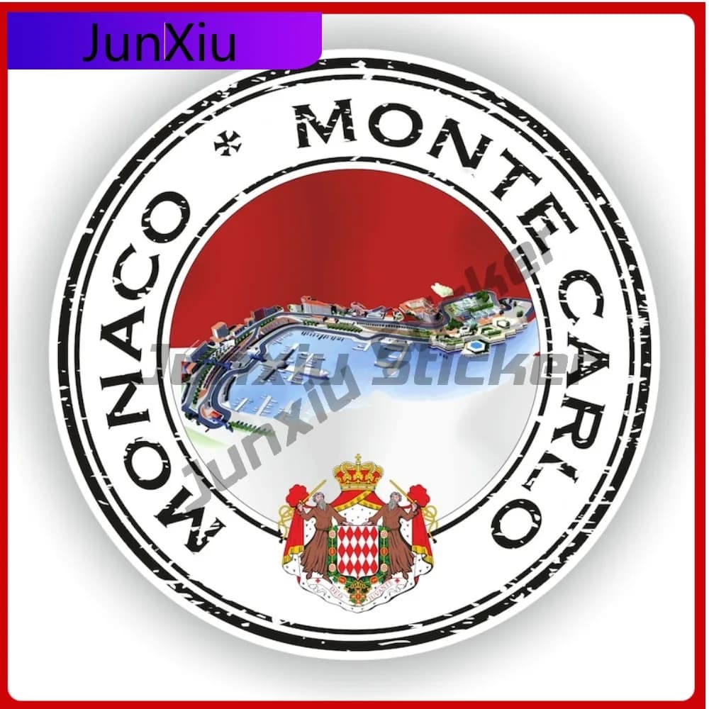Monaco Monte Carlo Seal Round Flag Personalized Vehicle Sticker Ideal On Suv Truck Camper Exterior Surfaces