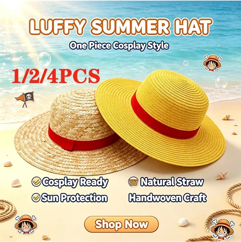 31cm/35cm New Straw Hat Festival & Party Cosplay Prop Sun Protection Summer Beach Straw Hat for Men and Women