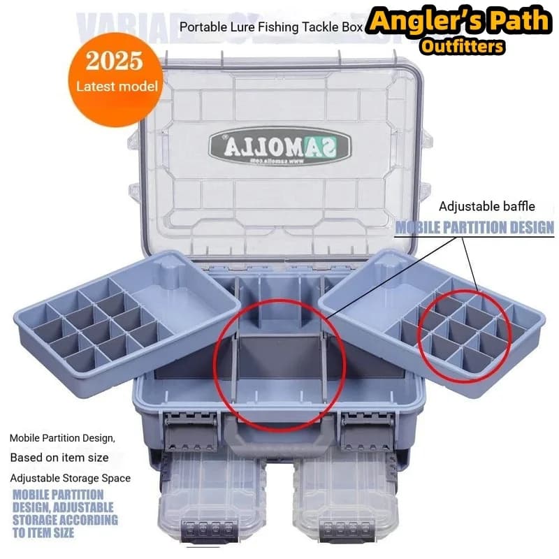 SAMOLLA Fishing Tackle Box Thickened Portable Adjustable Partition Fishing Accessories Storage Lure Tool Box For Outdoor Anglers