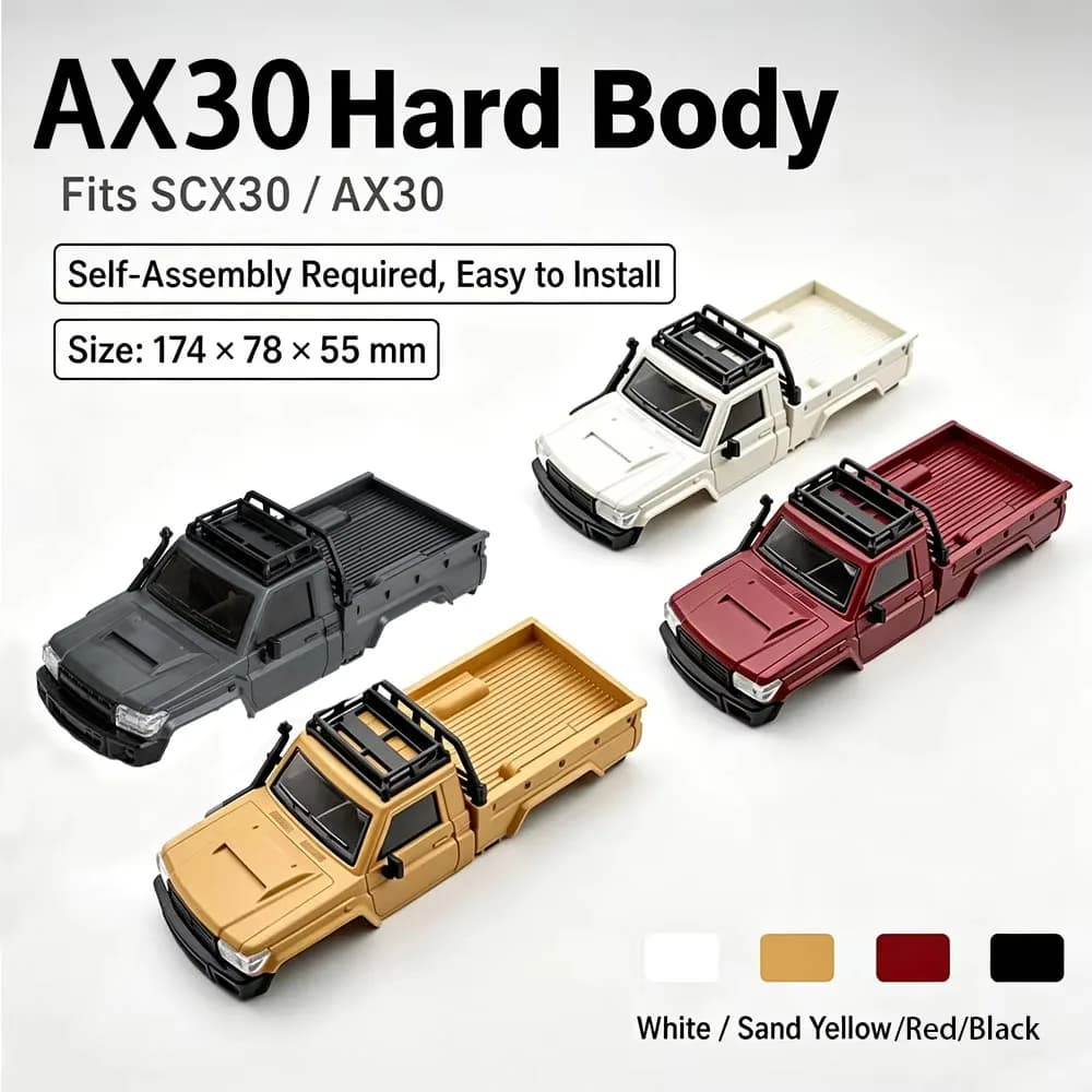 AX30 Pickup Hard Body Shell For 1/30 AX30 SCX30 RC Rock Crawler Scale Truck Model Upgrade Accessories Multiple Color Options