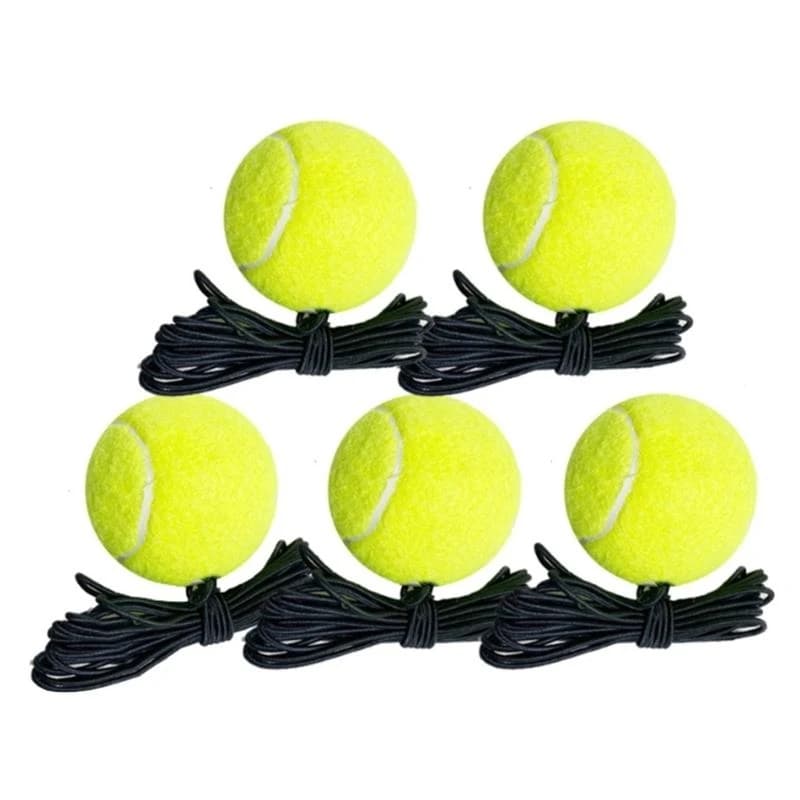 Palline da tennis da 5 pezzi con corda elastica per esercitarsi e strumento per allenare il tennis
