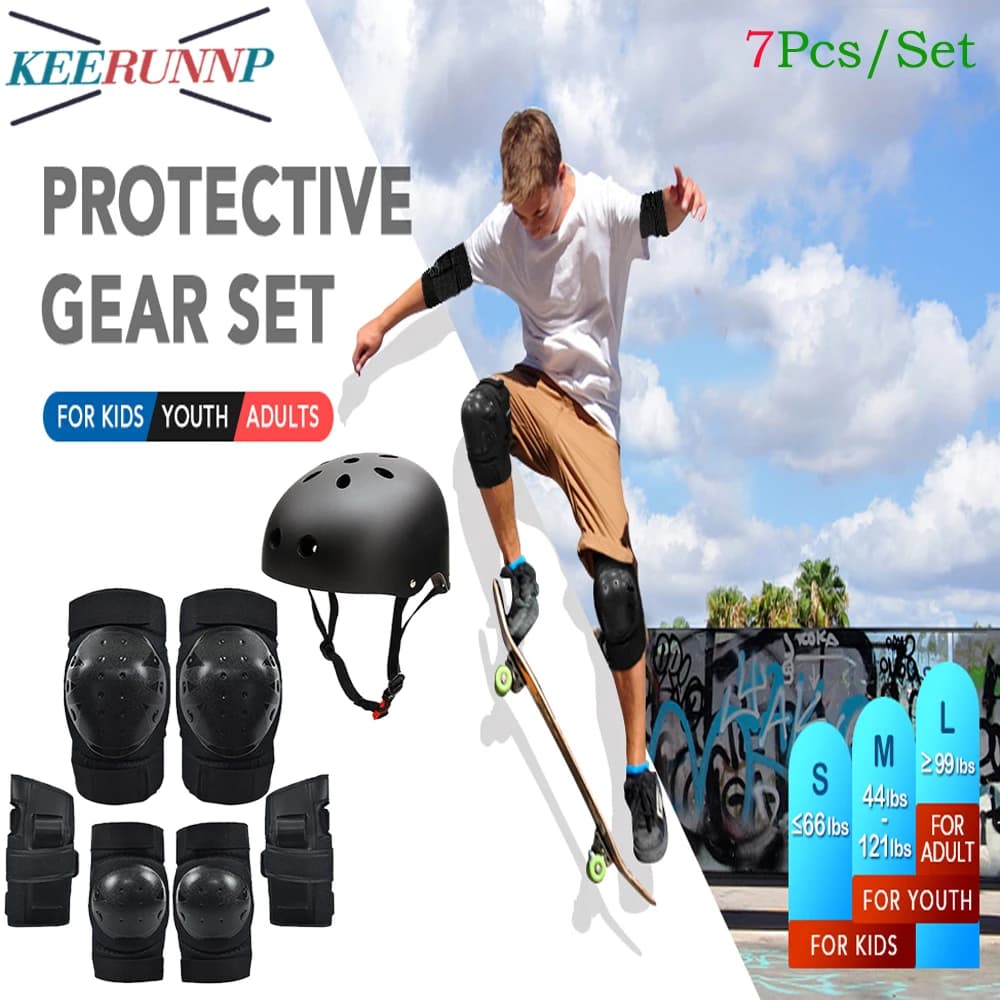 Set of Protections 6 in 1 for Adults and Children: Helmet, Kneekeeper, Elbow and Protectors for Skateboard, Cycling and Leisure Sports