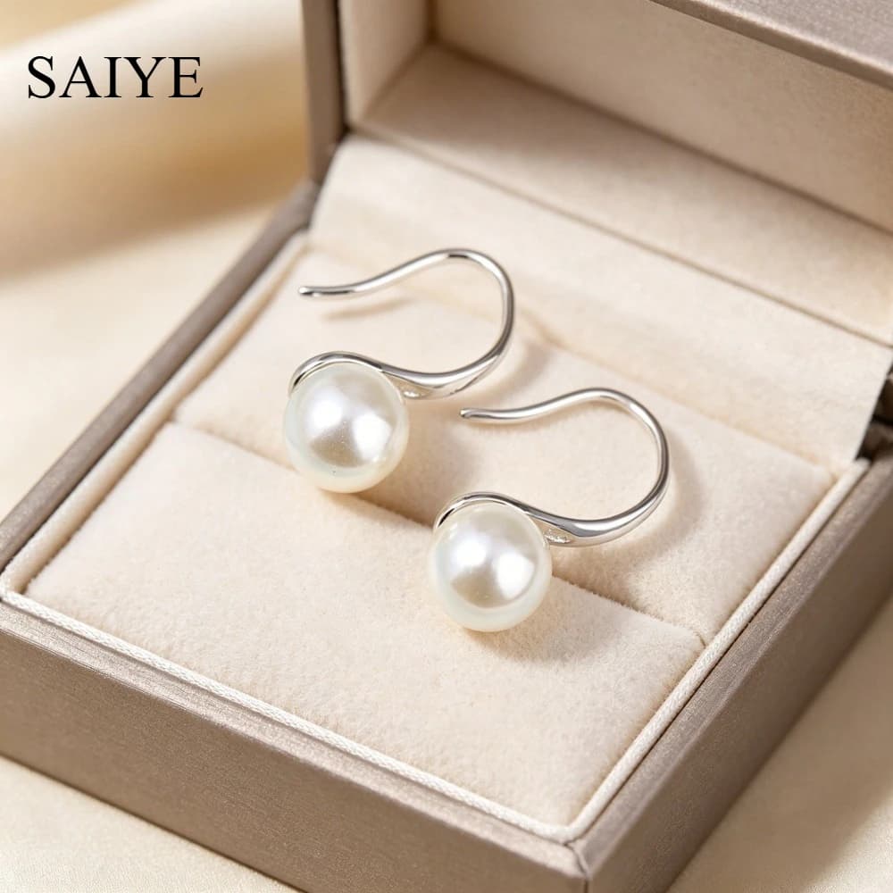 925 Sterling Silver Simple Pearl Drop Earrings for Women Classic Hook Earrings Elegant Daily Wear Fine Jewelry