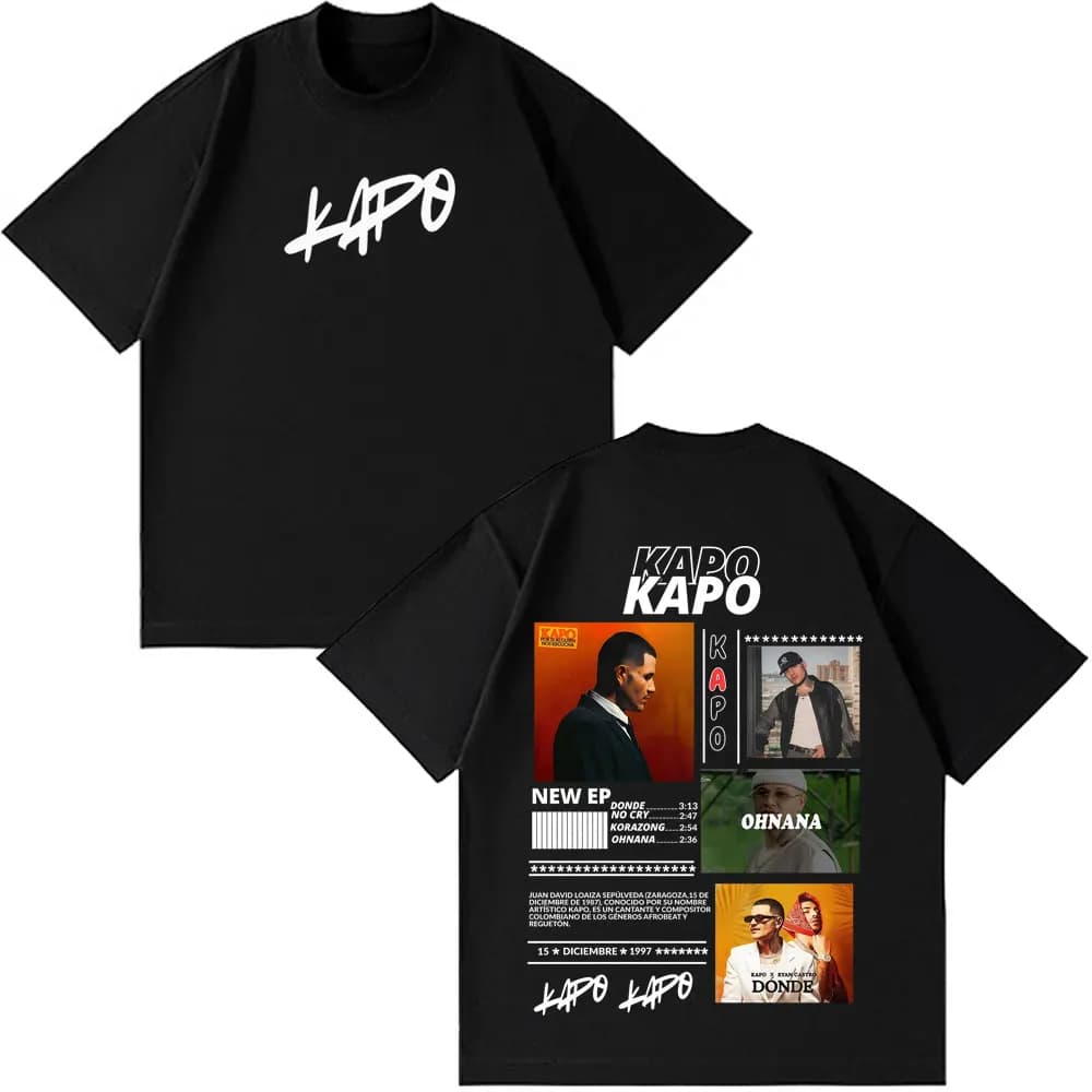 T-Shirt con Stampa dell'Album Tour 2026 del Rapper Kapo 'Por Si Alguien Nos Escucha' per Uomo e Donna, Moda Hip-hop Harajuku
