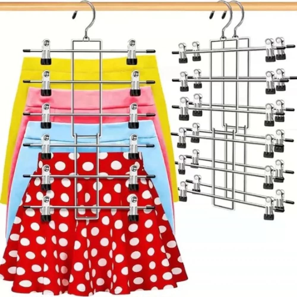 Appendiabiti a 6 livelli antiscivolo, porta abiti salvaspazio in metallo resistente, appendiabiti multistrato per gonne e pantaloni