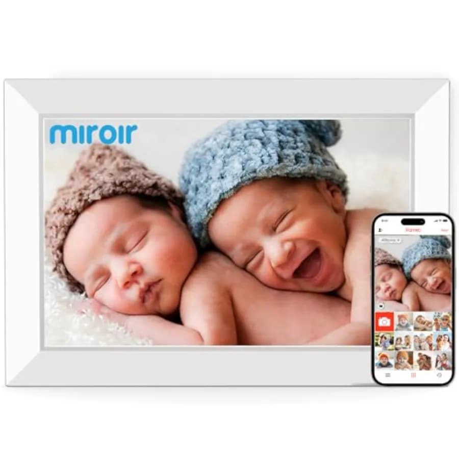 Cornice digitale WiFi da 10,1 pollici tramite l'app Frameo, schermo touch IPS HD 1280x800, cornice elettronica per foto con display, 32GB di memoria, funzione automatica.