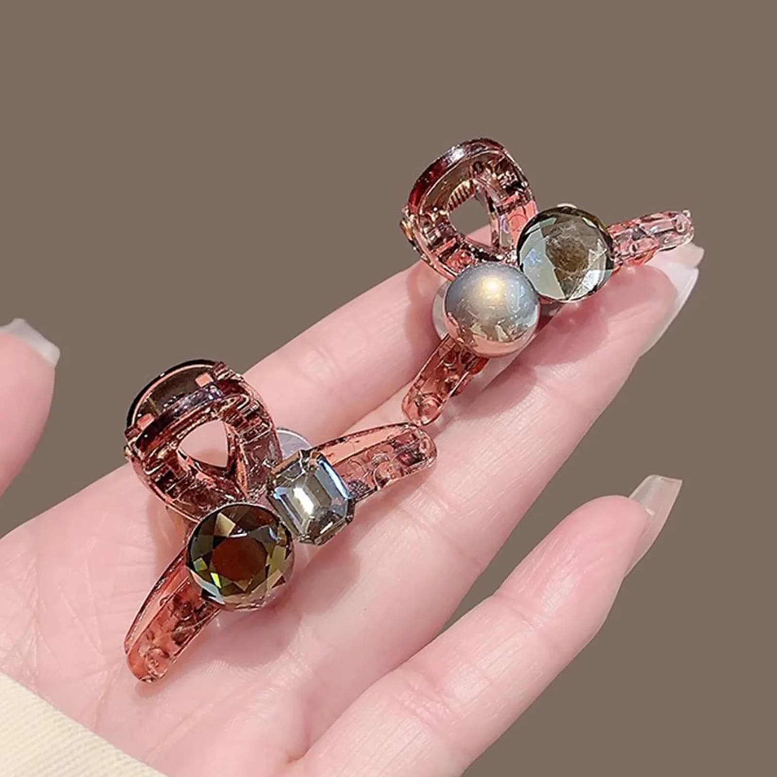 Small hair clips with pearls and rhinestones, made of durable, elegant resin, for woman, daily use, DIY tools for hairstyles