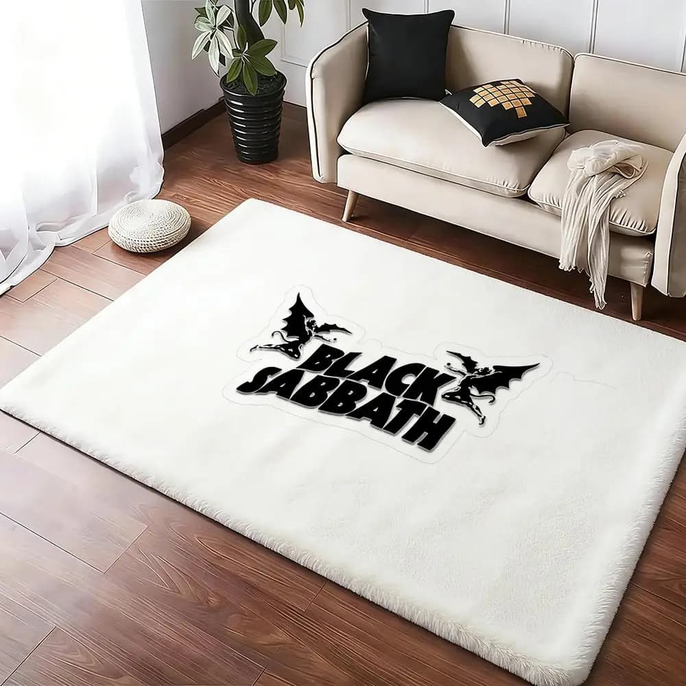 Hot Band B-Black S-Sabbath mat, comfortable soft and thick flannel mat, non-slip, for living room, bedroom, kitchen, decorative carpets