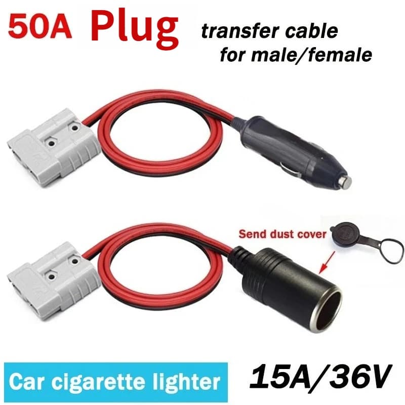 Cavo di collegamento da 50A per caricabatterie auto, da accendisigari maschio/femmina a cavo batteria Anders 50A, 12A/36V