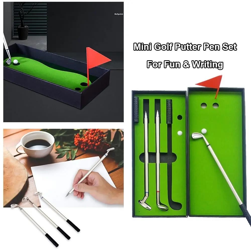 Golfisti strumenti di scrittura in scatola regalo penna per firma a inchiostro nero/rosso/blu penna neutra per mazza da Golf Set di penne per Putter da Golf penna a sfera penna Gel