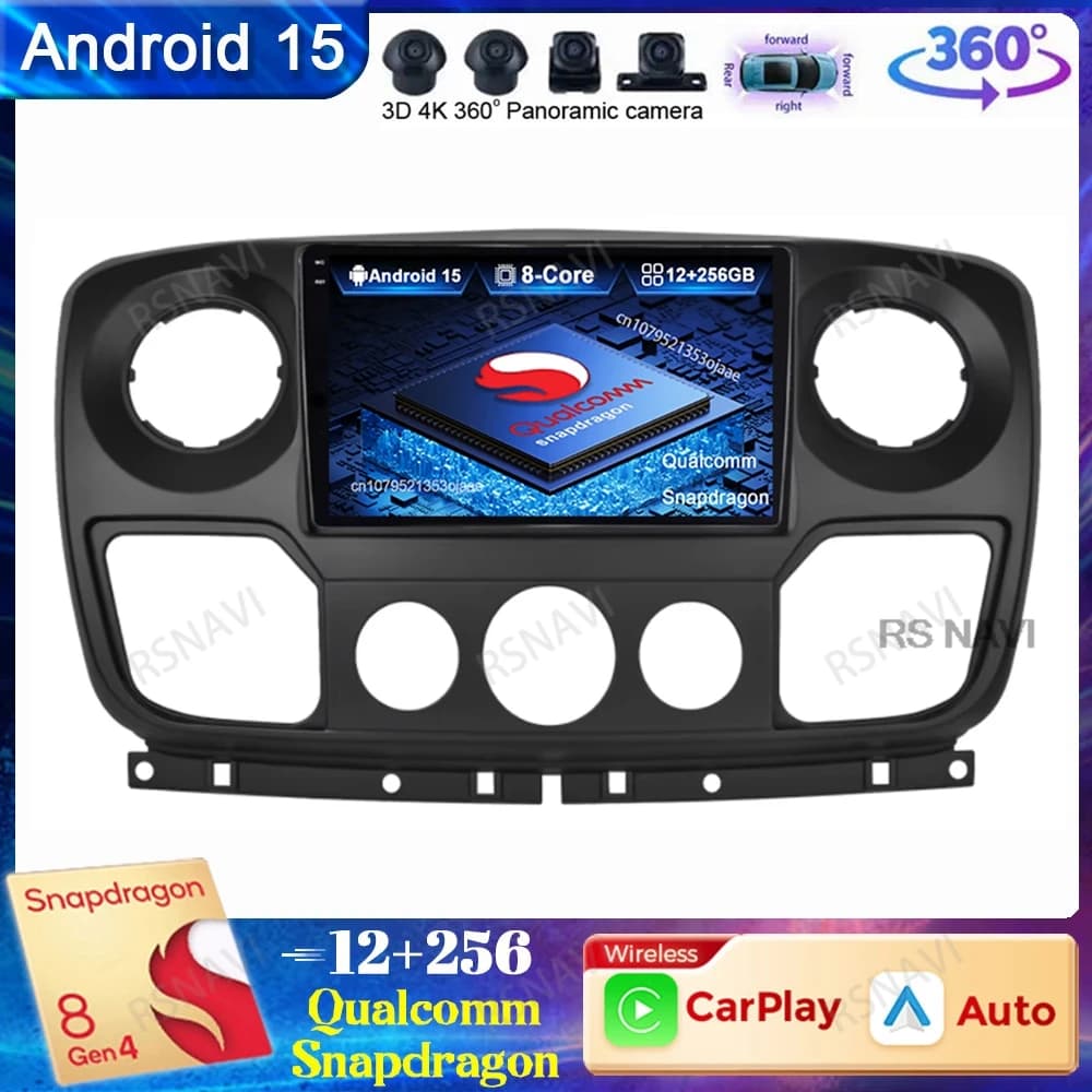 Android 15 Autoradio Per Nissan NV400 Per Opel Movano Per Renault Master III 3 2010 - 2019 Viedo Lettore Qualcomm Autoradio DSP
