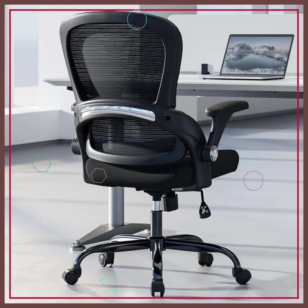 Sedia da ufficio ergonomica con supporto lombare, schienale in rete traspirante, sedile con cuscino spesso per lavoro e giochi in ufficio a casa