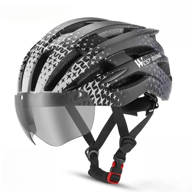 Casco da Bicicletta per Adulti con Occhiali, Casco Sportivo da Ciclismo Adatto per 56-61cm, Leggero e Traspirante