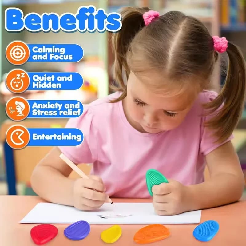 5/6/12 pezzi giocattoli agitarsi adulti sensoriale braccialetto in silicone anello pietra strutturata per autismo bambini calmante agitarsi giocattolo antistress