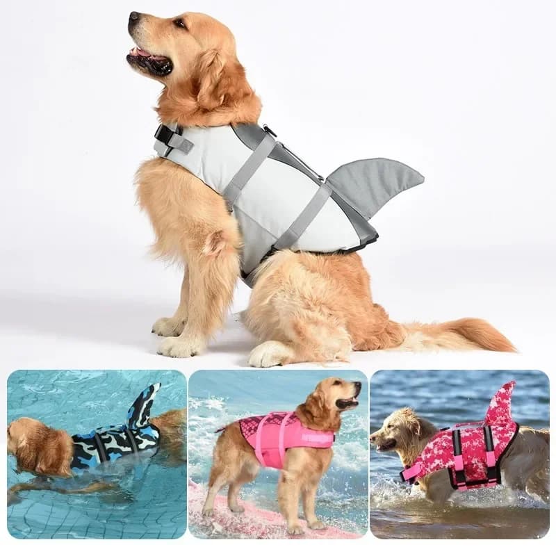 Summer Mermaid Dog Life Jacket Costume - Water Sport Surfing Buoyancy Vest Pet Swimming Clothes for Dogs