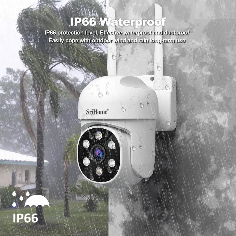 Srihome SH061 Telecamera di monitoraggio wireless PTZ AI 1080P Telecamera di sicurezza domestica Visione notturna Rilevazione umana Video sorveglianza CCTV