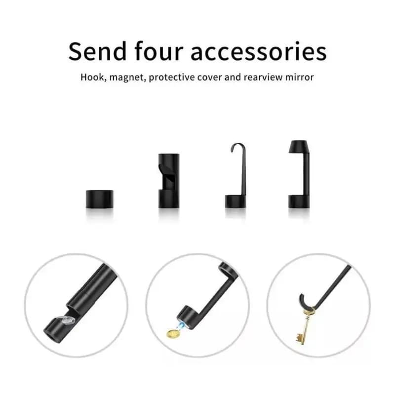 Set specchietto retrovisore laterale con magnete a gancio compatibile per endoscopio da 8 mm/5,5 mm impermeabile con filettatura nera