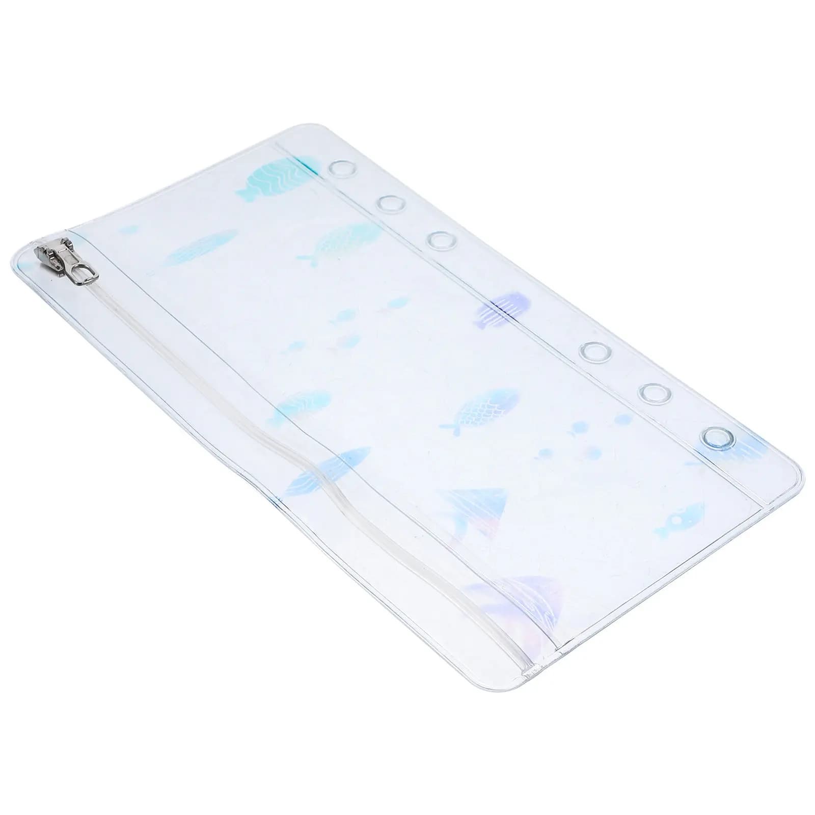 Ricambio per agenda a forma di pesce con tasca con cerniera per raccoglitore a 6 anelli, custodia in PVC per fogli sfusi, organizer per documenti