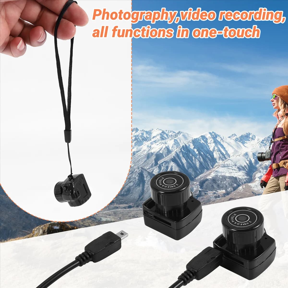 GZMO Small mini camera Audio recorder HD Webcam Y2000 Small video camera Mini sports camera for safe nanny car