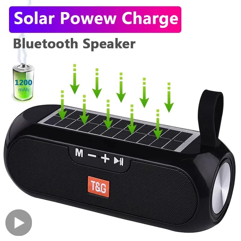 Radio solare FM Altoparlante Bluetooth wireless portatile esterno Scatola audio musicale Subwoofer Bass Aux PC TV Computer TV Hifi Stereo Mp3