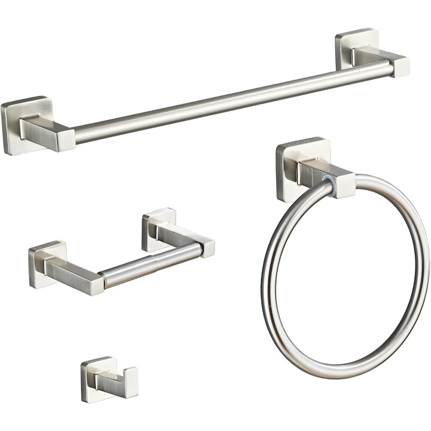 Set di accessori da bagno in nichel spazzolato da 4 pezzi con portasciugamani da 16 pollici e porta carta igienica