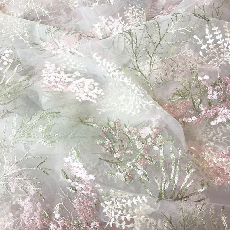 2Yd/lot 130cm wide Chinese Style Vest Sunscreen Jacket Clothing Fabric Summer Heavy Work Embroidery Thin Organza Gauze Cloth