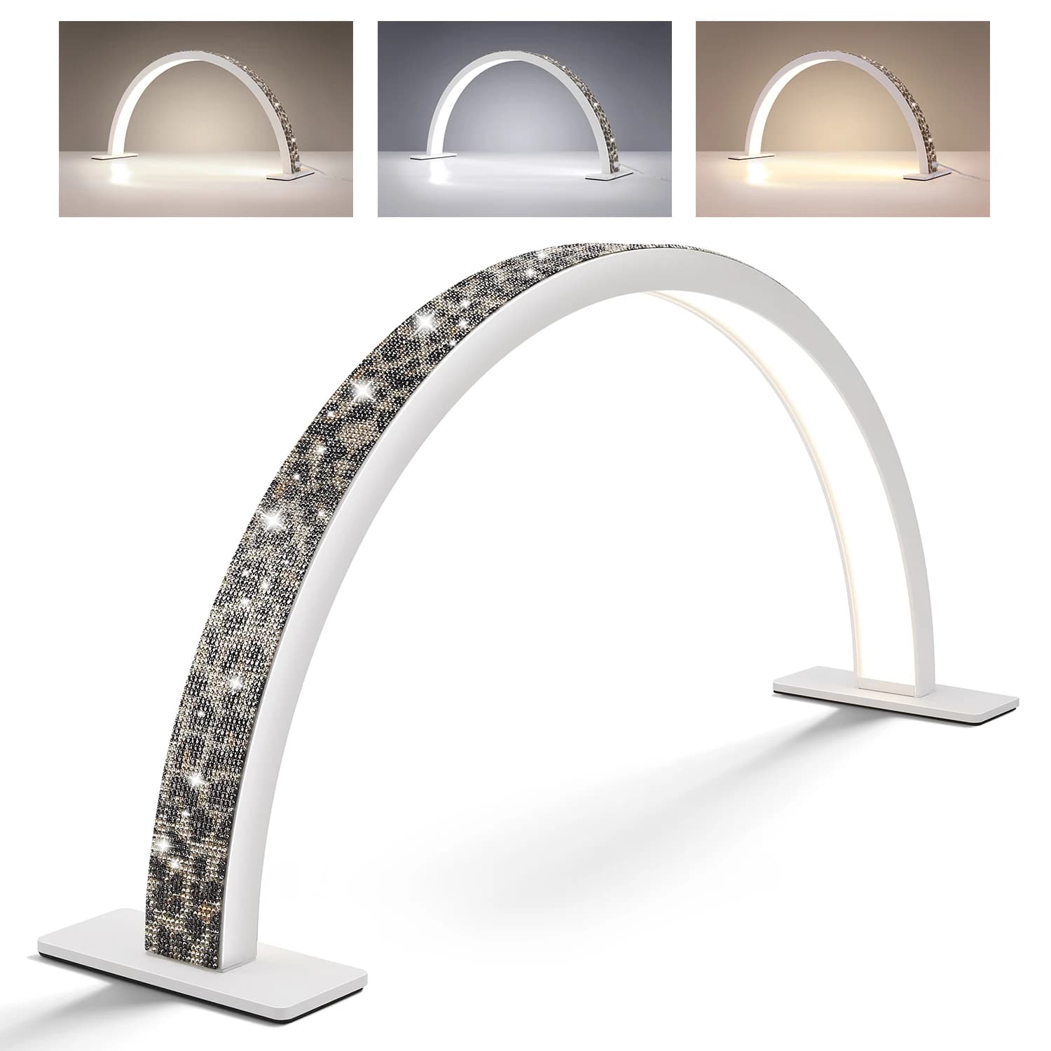 Half moon nail lamp with rhinestones with glossy print LED table lamp in gel desk manicure lamp for nail salons