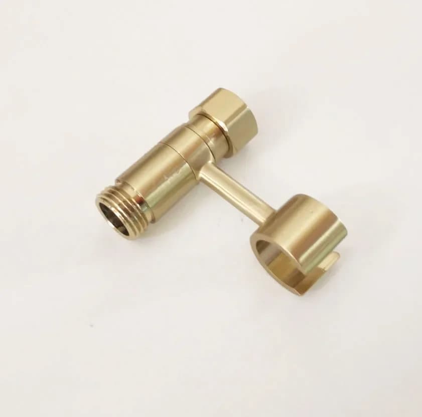 Valvola angolare per bidet in ottone spazzolato color oro, valvola angolare a doppia uscita dell'acqua in ottone cromato, supporto doccia in ottone