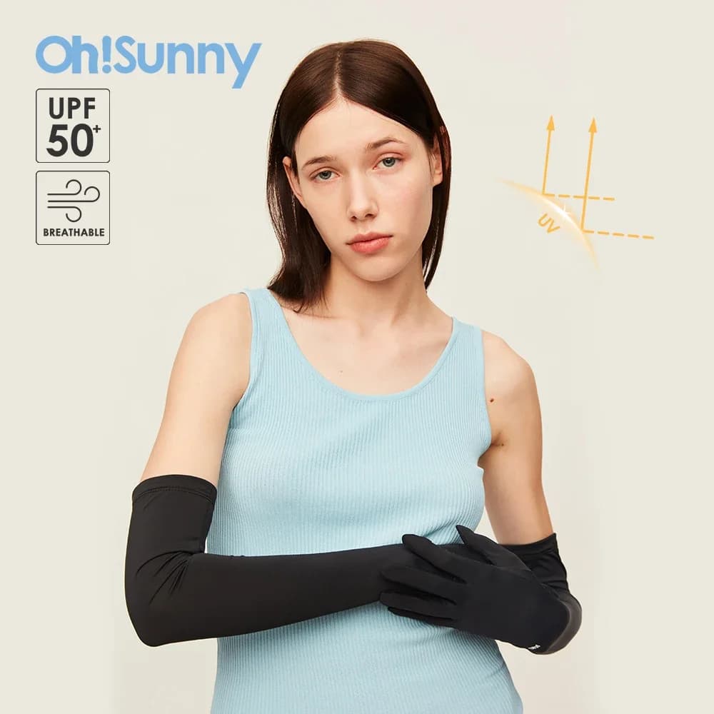 OhSunny guanti lunghi traspiranti donna Touch Screen protezione solare protezione UV CoolChill protezione per le mani in tessuto per la guida in bicicletta