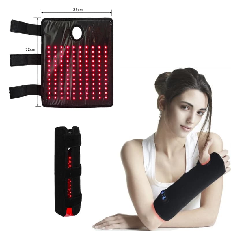Tappetino per terapia con luce rossa wireless, tutore per il polso, sollievo dal dolore articolare, riscaldamento a luce infrarossa per alleviare il rilassamento dei muscoli, dispositivi ricaricabili