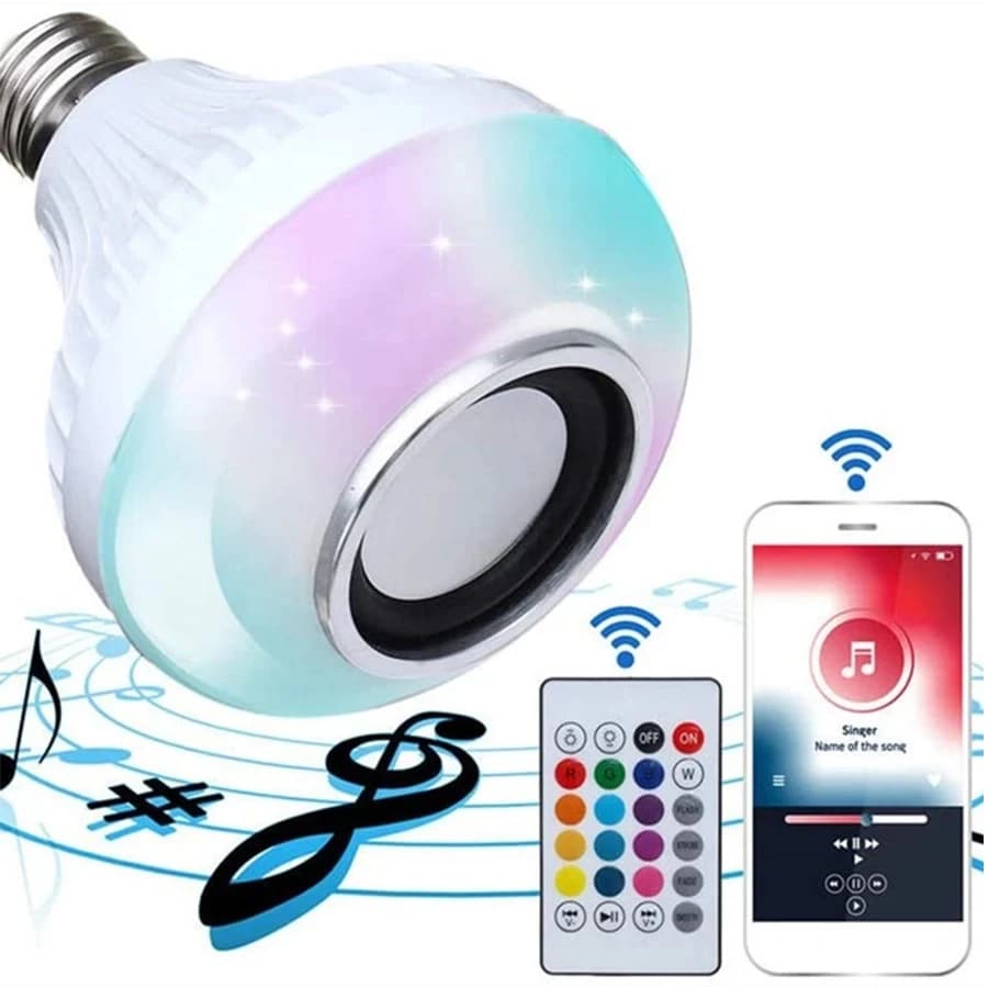 Lampadina per altoparlante musicale Bluetooth E27 85-265V DJ Disco Light RGBW lampadina dimmerabile telecomando per l'illuminazione del palcoscenico del soggiorno di casa