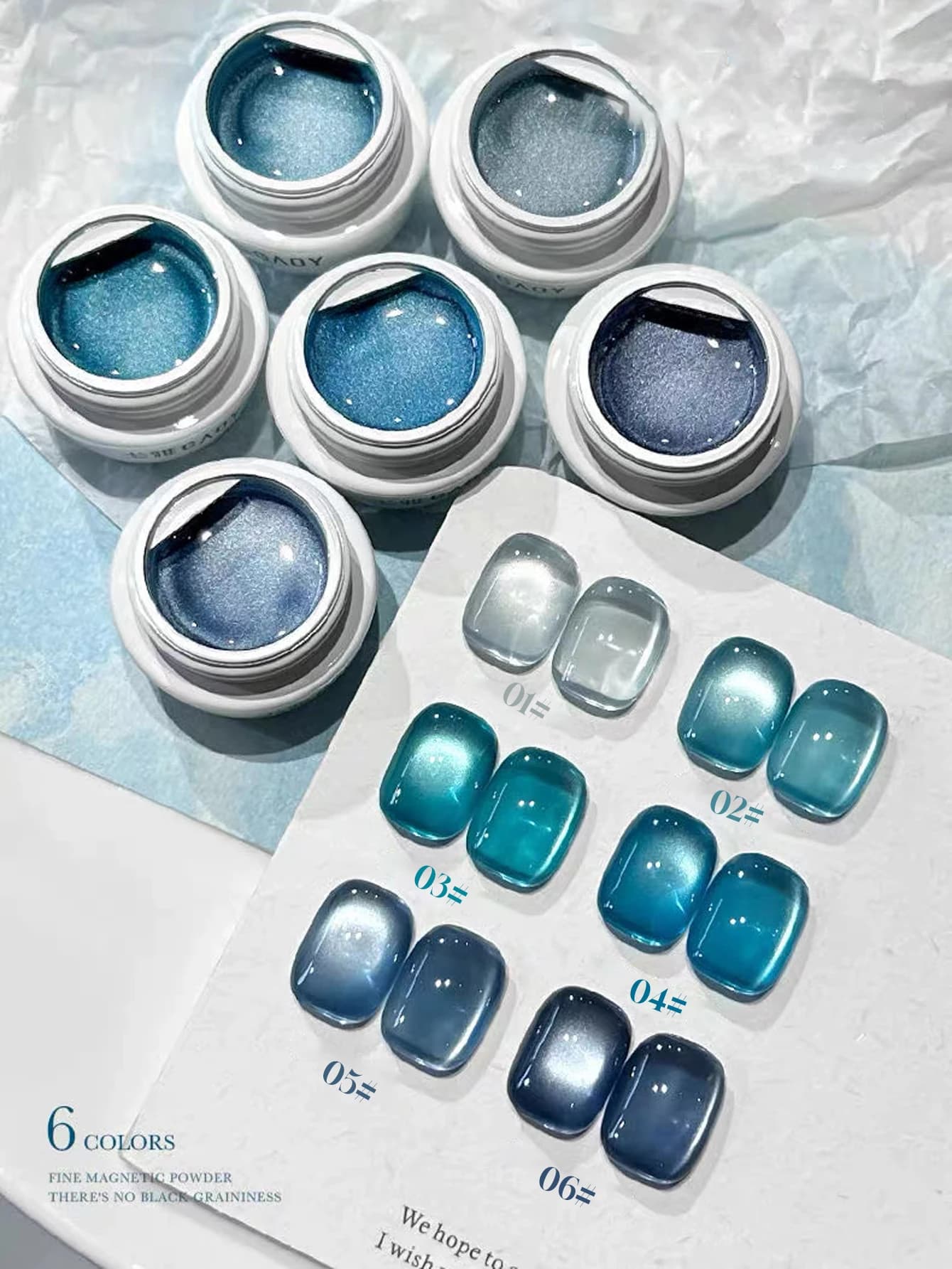 1-6pcs 15ml Blue Cat Eye Gel Nail Polish UV LED Curing Holiday Women's Gift Nail Art Daily Supplies DIY Salon Kit