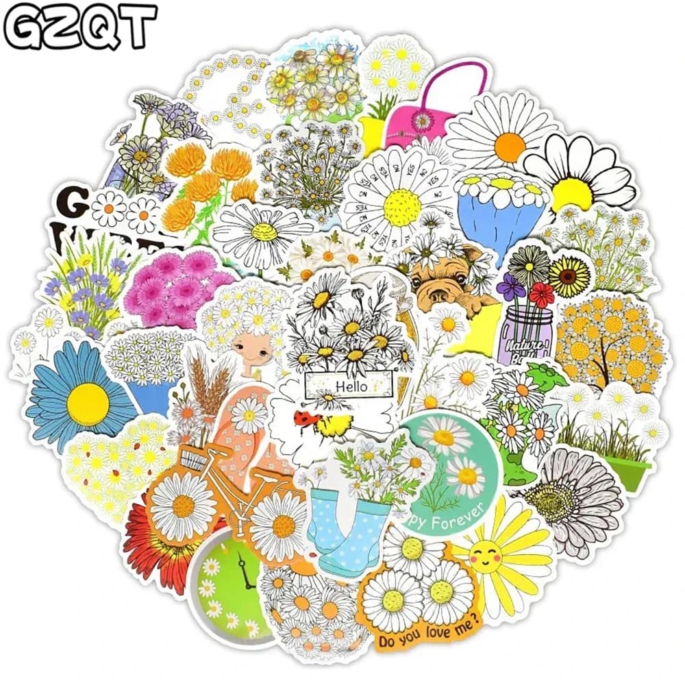 50 pezzi adesivi margherita adesivi anime fiore carino per laptop skateboard chitarra bagagli bicicletta motore adesivo per auto adesivo impermeabile