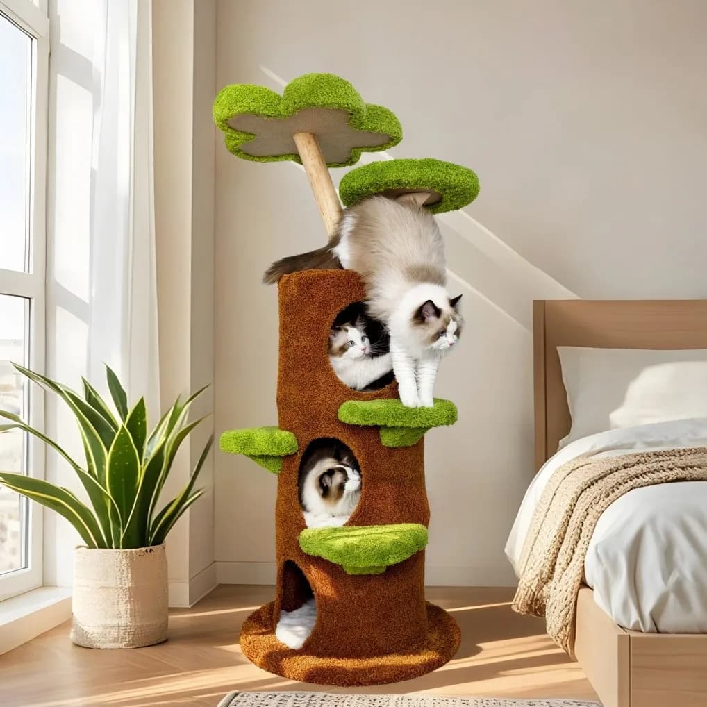 Torre Tiragraffi XXL Alta per Gatti, con Cuccia e Letto, Arredamento per Gatti