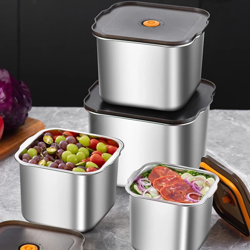 Scatola per frutta per pranzo sigillata a prova di perdite sigillata per conservazione fresca in acciaio inossidabile con contenitore per gnocchi con coperchio, contenitore refrigerato