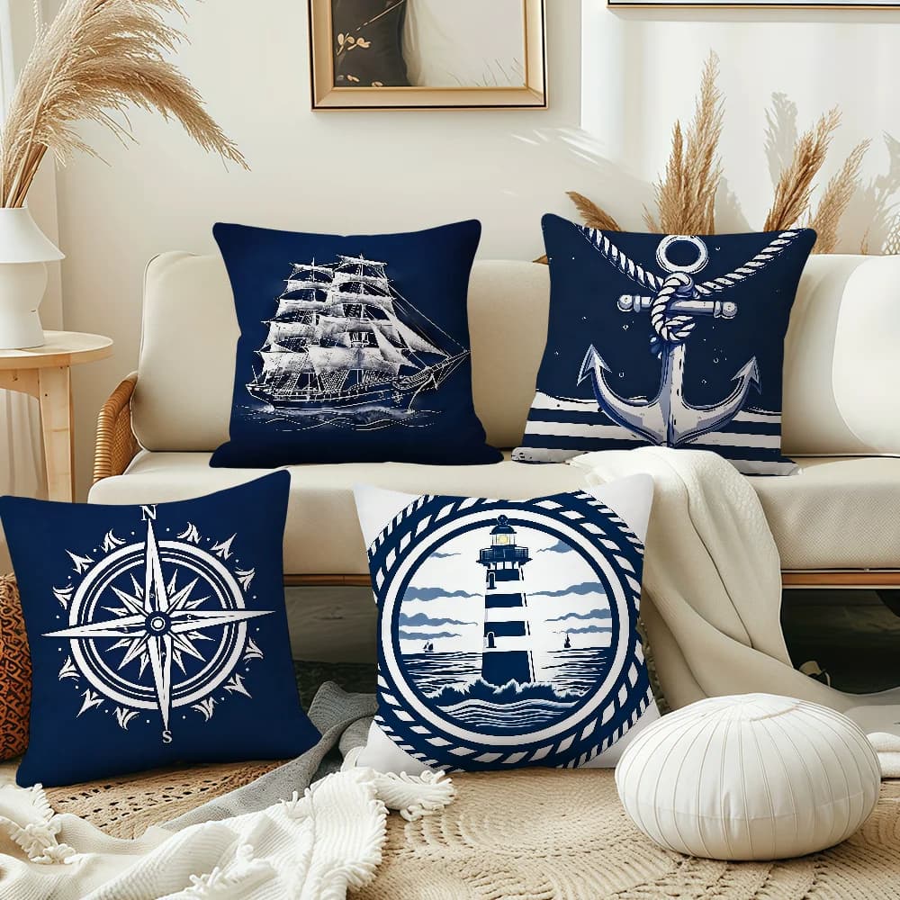 Funny Nautical cushion cover Pillow Cover Decoration Room Home Sofa living Office Car Nordic Simplicity