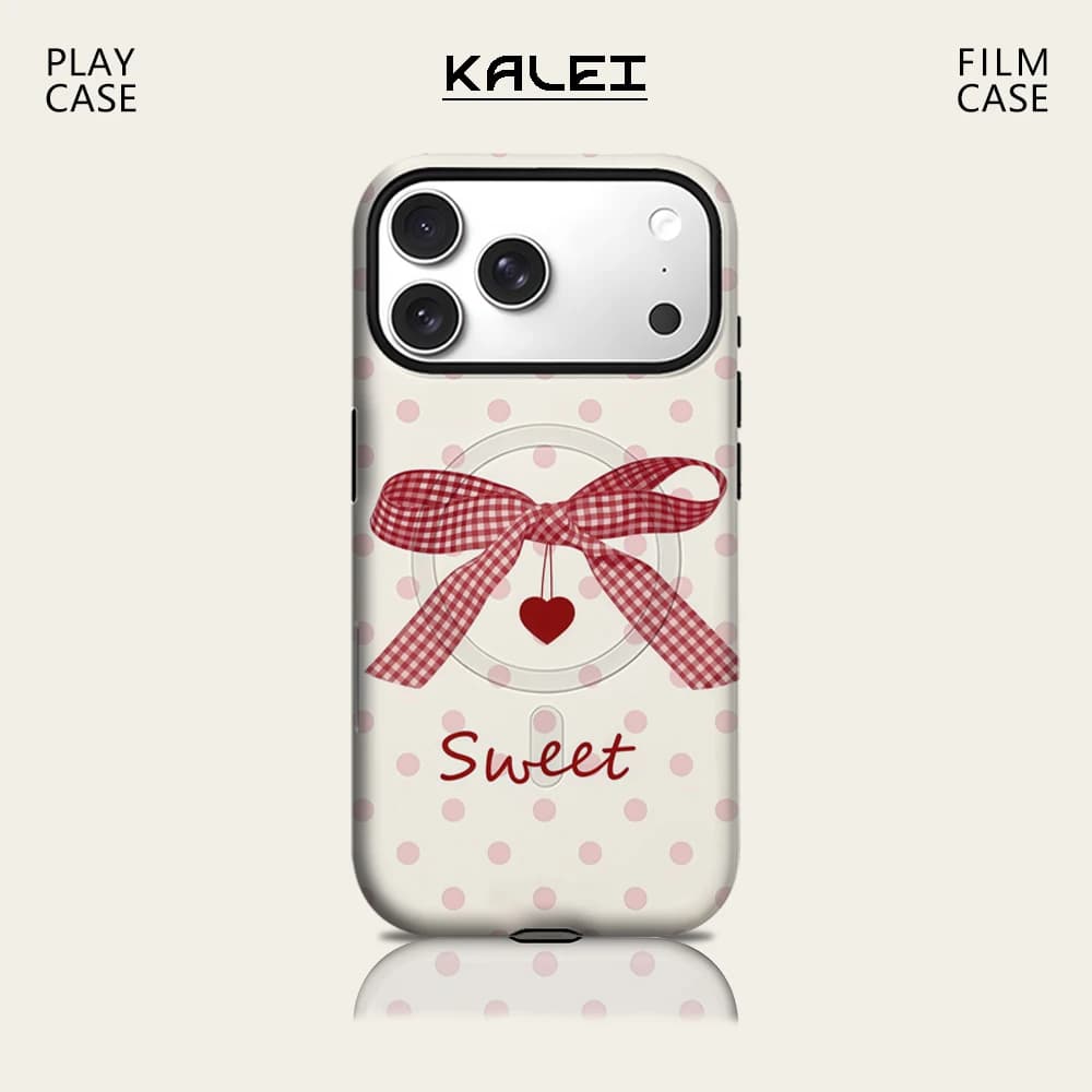 Custodia per telefono Pink Dot Sweet Bow per iPhone 17 16 15 14 13 Pro Max Plus, custodia magnetica robusta a strato singolo/doppio