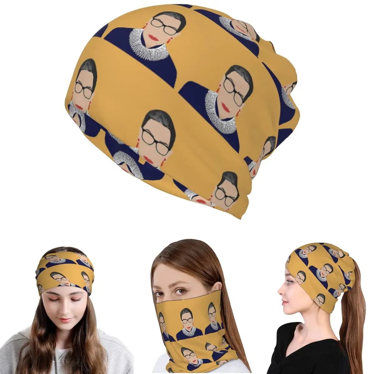 Ruth Bader Ginsburg Bandana Neck Cover Mask Scarf Multi-use Cycling Scarf Beanies Hat Unisex Adult Breathable
