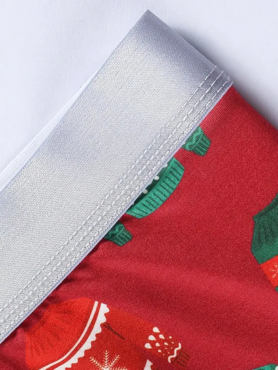 5 Pcs Mens Christmas Print Boxer Shorts